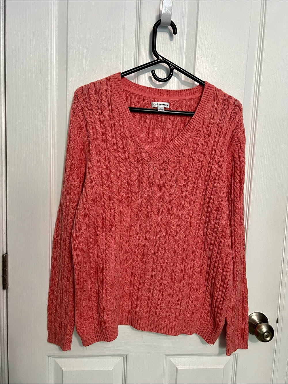 Croft & Barrow Coral Cable V-Neck Sweater